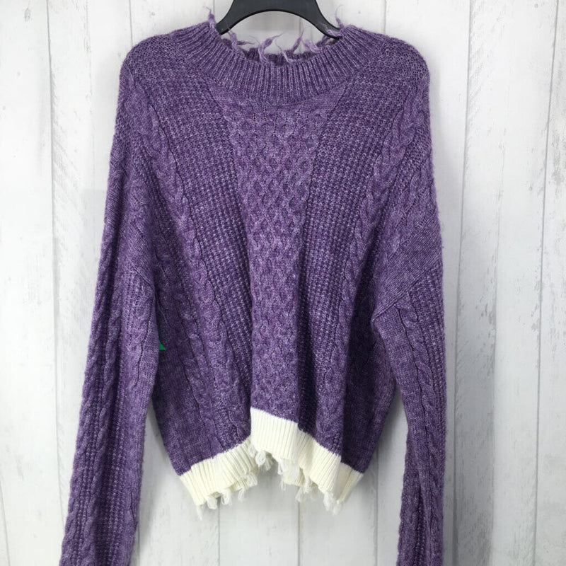 M Knit sweater w/frayed hem