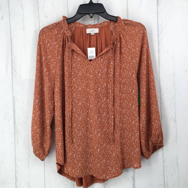 XS Printed tie front l/s top