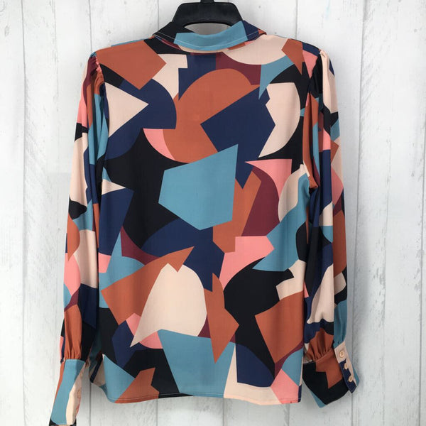 S Printed button down l/s top