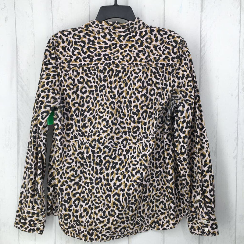 L Animal print button down l/s top