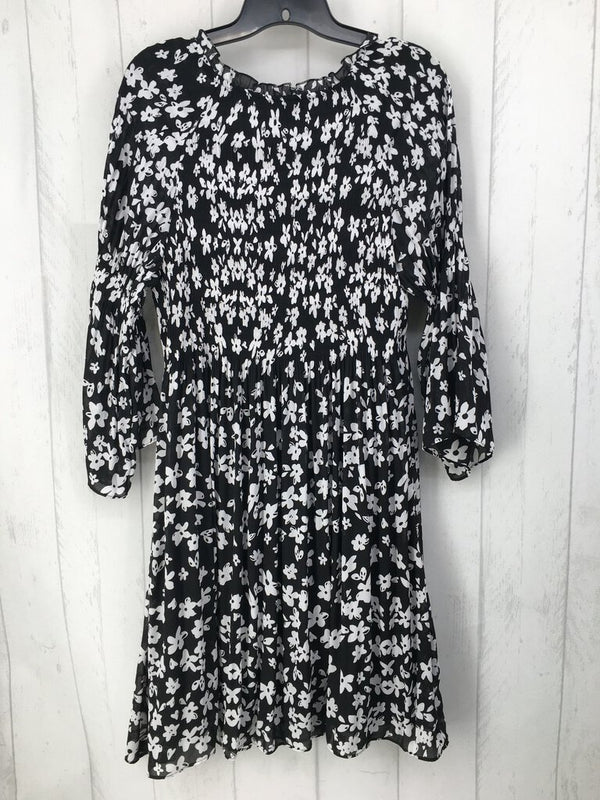 L smocked l/s floral dress