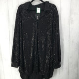 3xl l/s button sequin shirt