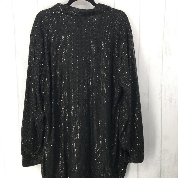 3xl l/s button sequin shirt