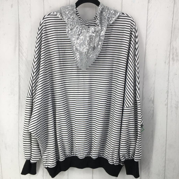 2X Striped sequin hood dolam slv top