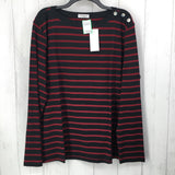 1XL Striped bataeu neck l/s top