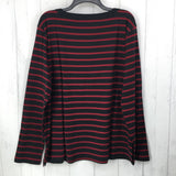 1XL Striped bataeu neck l/s top