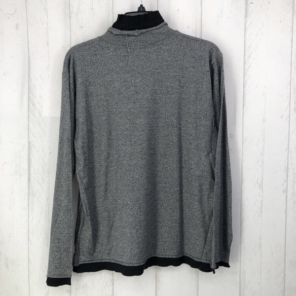 L Marled layered t-neck l/s top