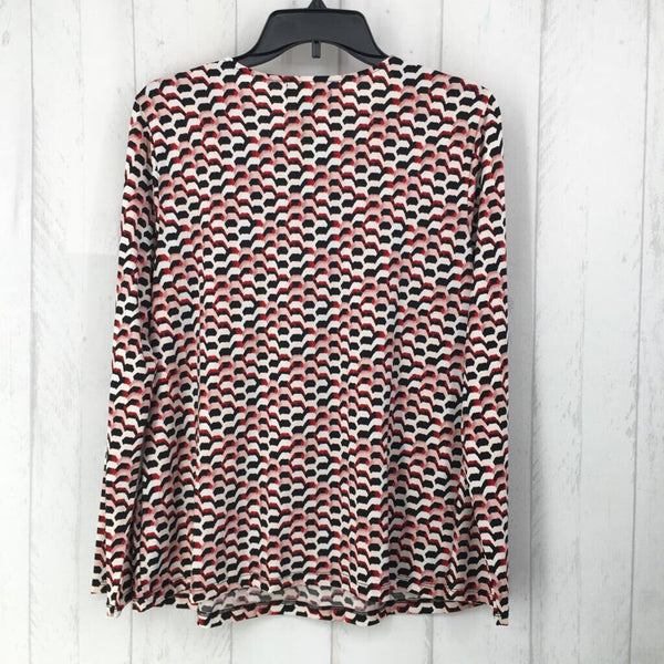 PL Printed pleated front l/s top