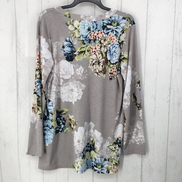 L Flo prnt v-neck l/s tunic