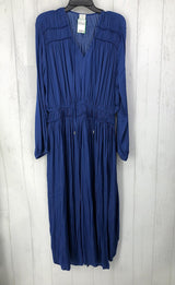 L Pleated/smocked tie front l/s dress