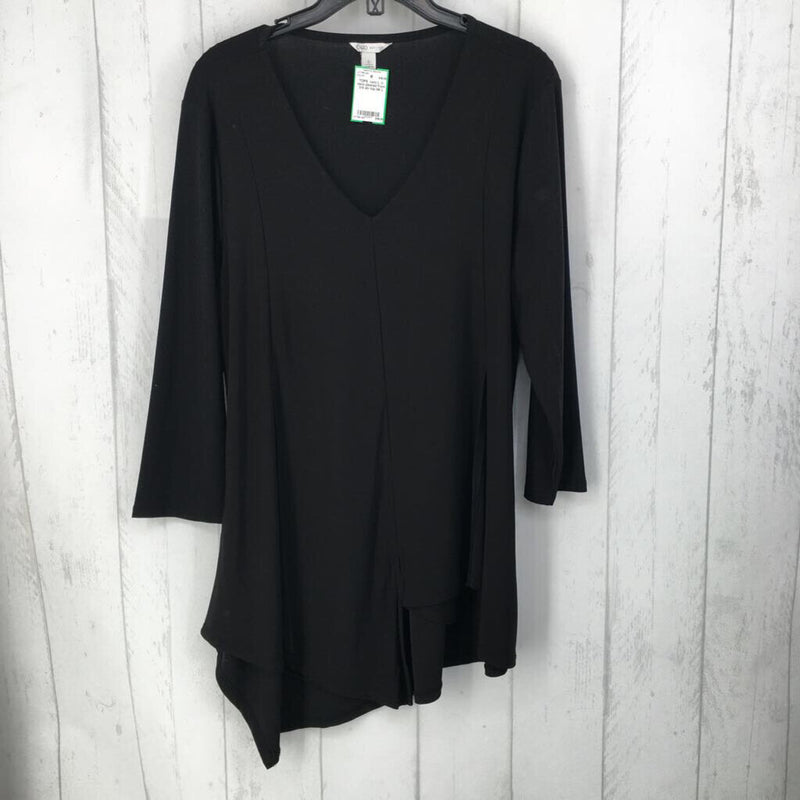 L V-neck pleated front 3/4 slv top