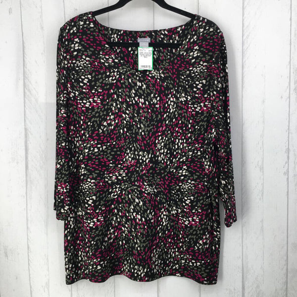 3(XL) Printed v-neck 3/4 slv top