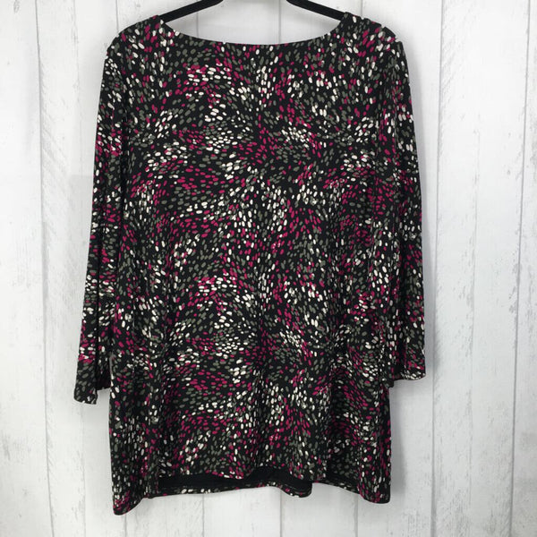 3(XL) Printed v-neck 3/4 slv top