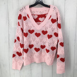 M/L Heart sweater v-neck