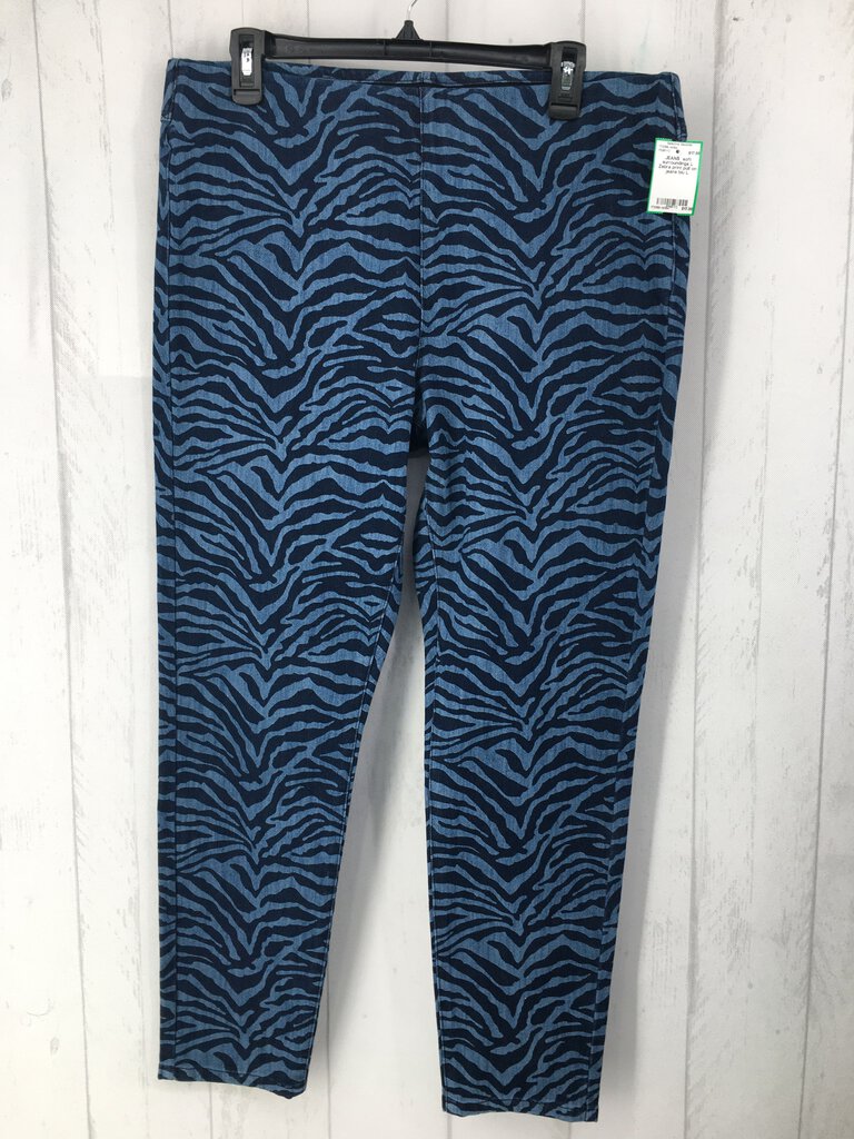 L Zebra print pull on jeans