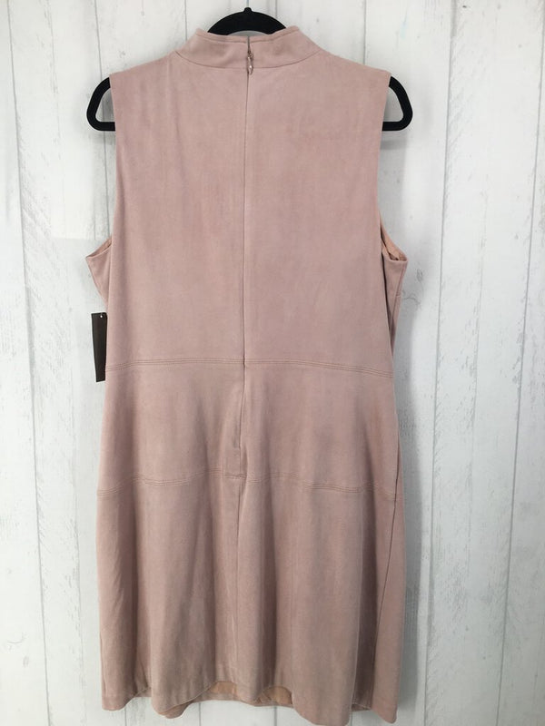 R90 XL Faux suede button front slvls dress