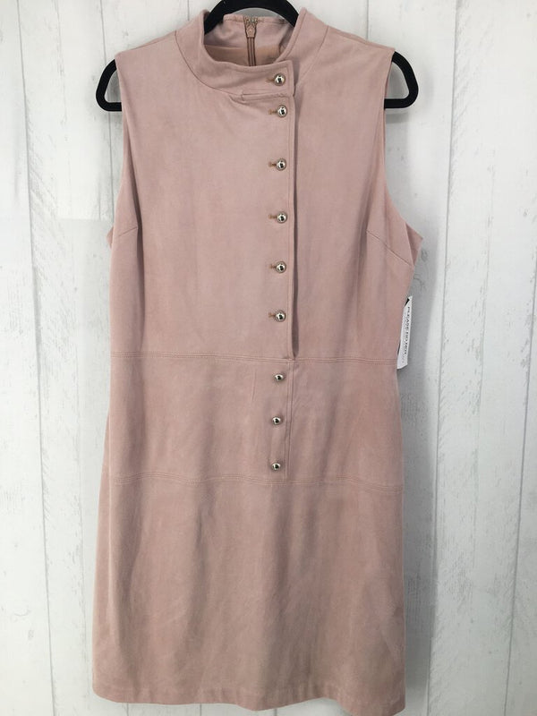 R90 XL Faux suede button front slvls dress