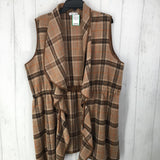 O/S wool blend plaid sweater vest