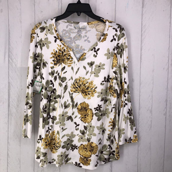 2(L) Flo print 3/4 slv top