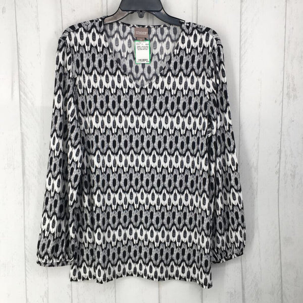 2(L) Printed v-neck l/s top