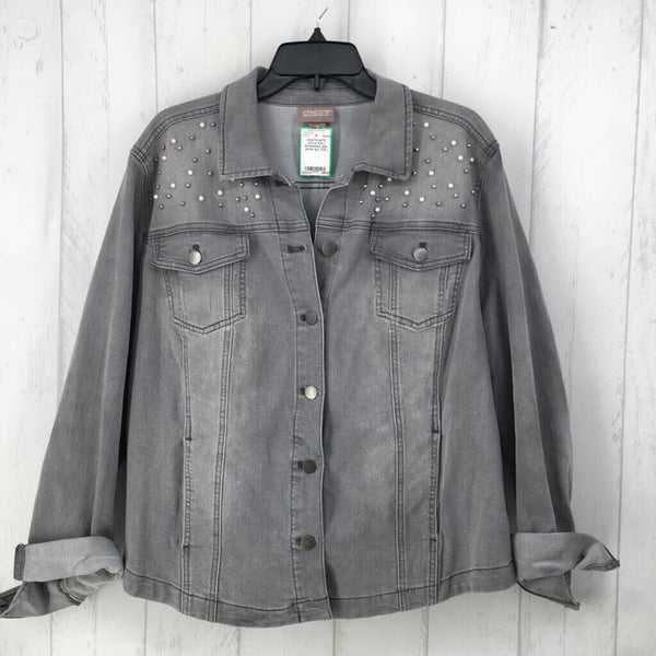 3(XL) Embelished jean jacket