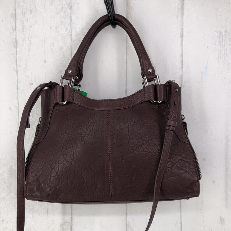 zip top satchel w/ zipper detail