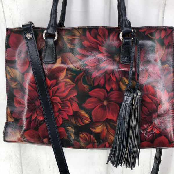 tassel floral print satchel