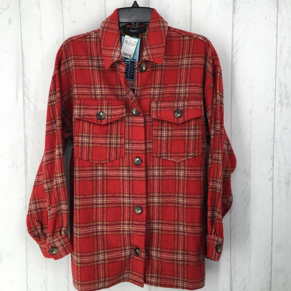 S Plaid button down l/s top