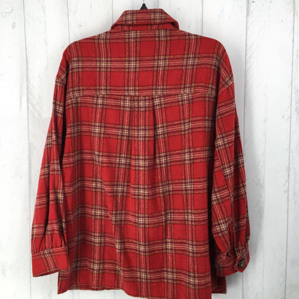 S Plaid button down l/s top