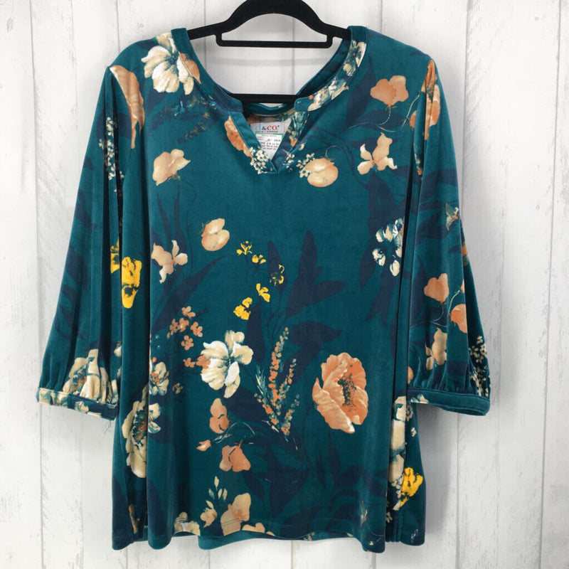 2x velour floral top