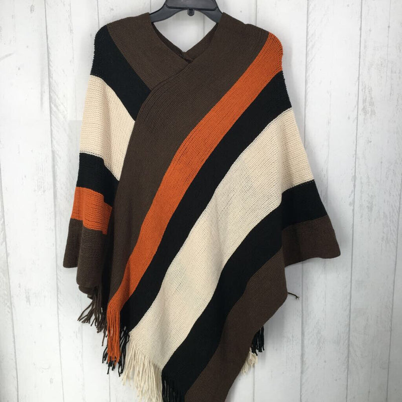 OS stripe fringe poncho