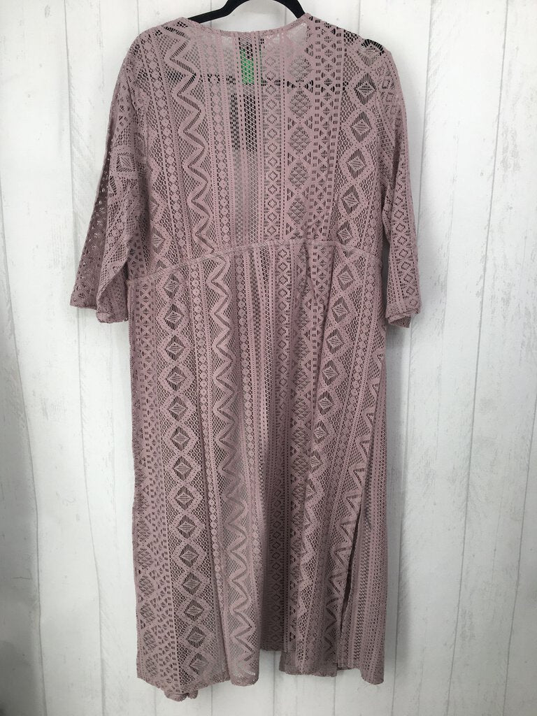 XL tie lace long cardigan