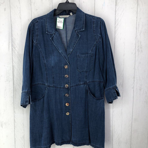 M Button front 3/4 slv denim top