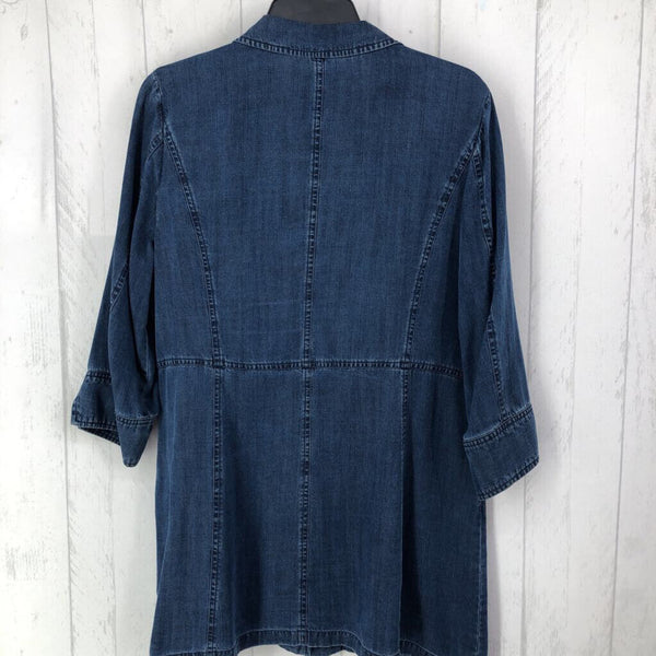 M Button front 3/4 slv denim top