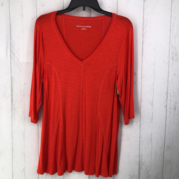 M elbow slv v-neck top