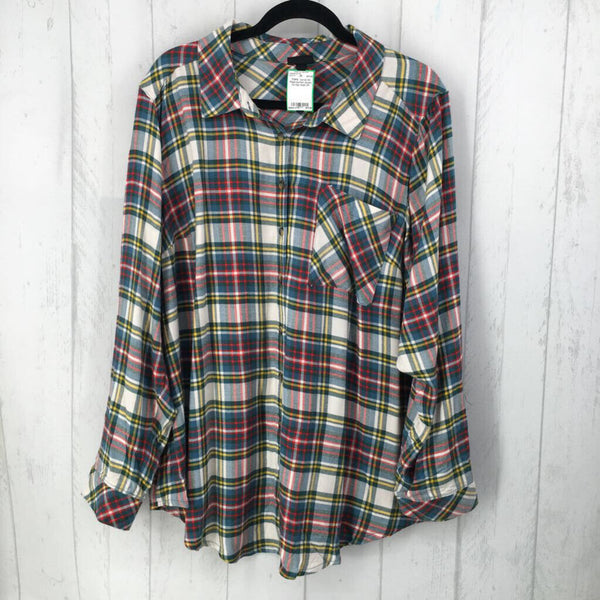 3X Plaid button down l/s top