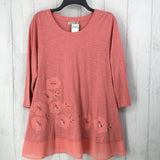 M Embroidered floral 3/4 slv top