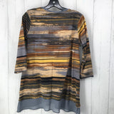 M Striped sheer hem 3/4 slv top