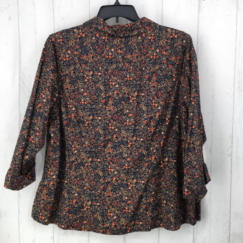 2X Flo print button down l/s top