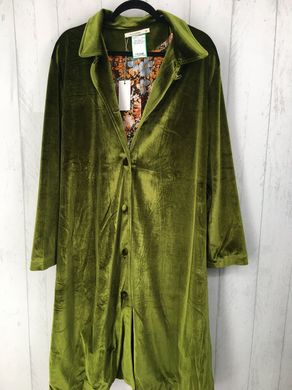 L Velvet button down long jacket