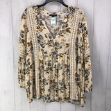 L Flo print v-neck l/s top