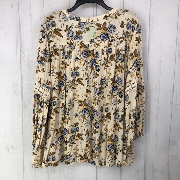 L Flo print v-neck l/s top