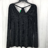 XL Velvet v-neck l/s top