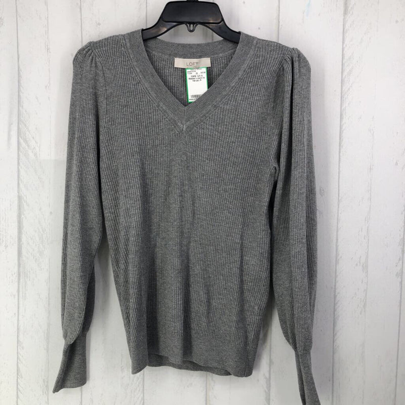 S Ribbed v-neck l/s top