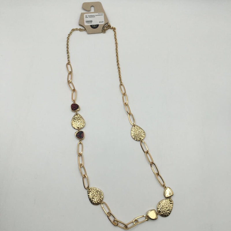 18" Goldtone hammered disc necklace