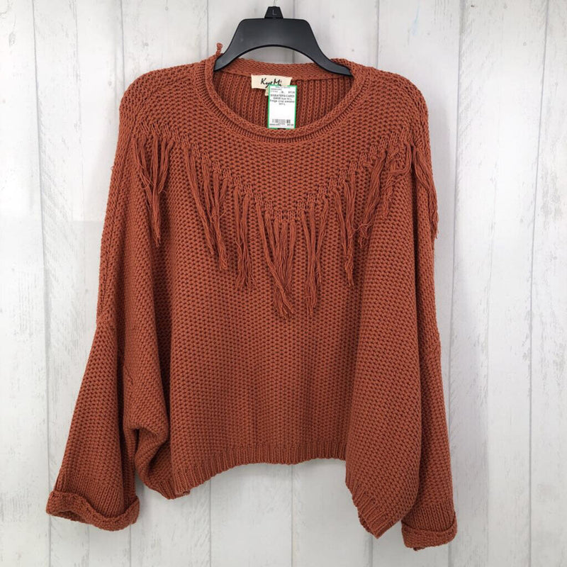 L Fringe crop sweater