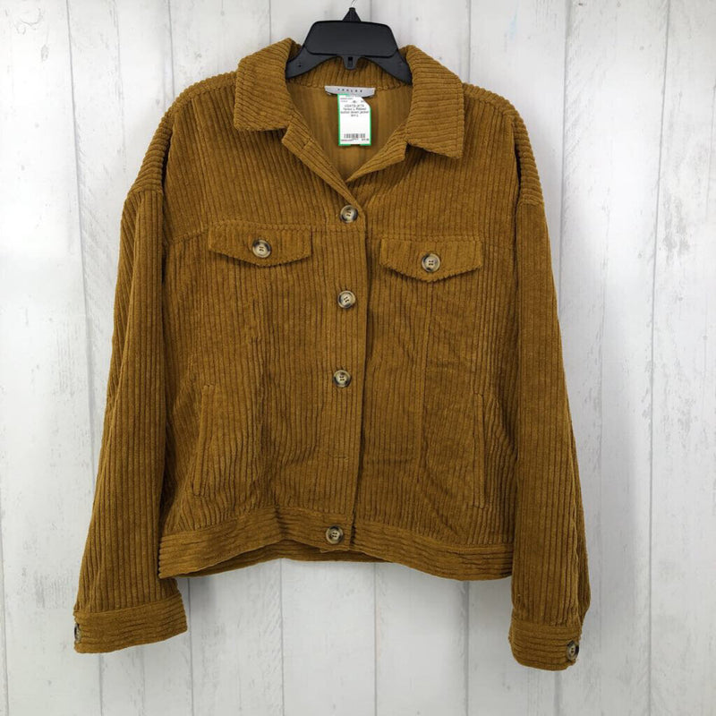 L Ribbed button down jacket