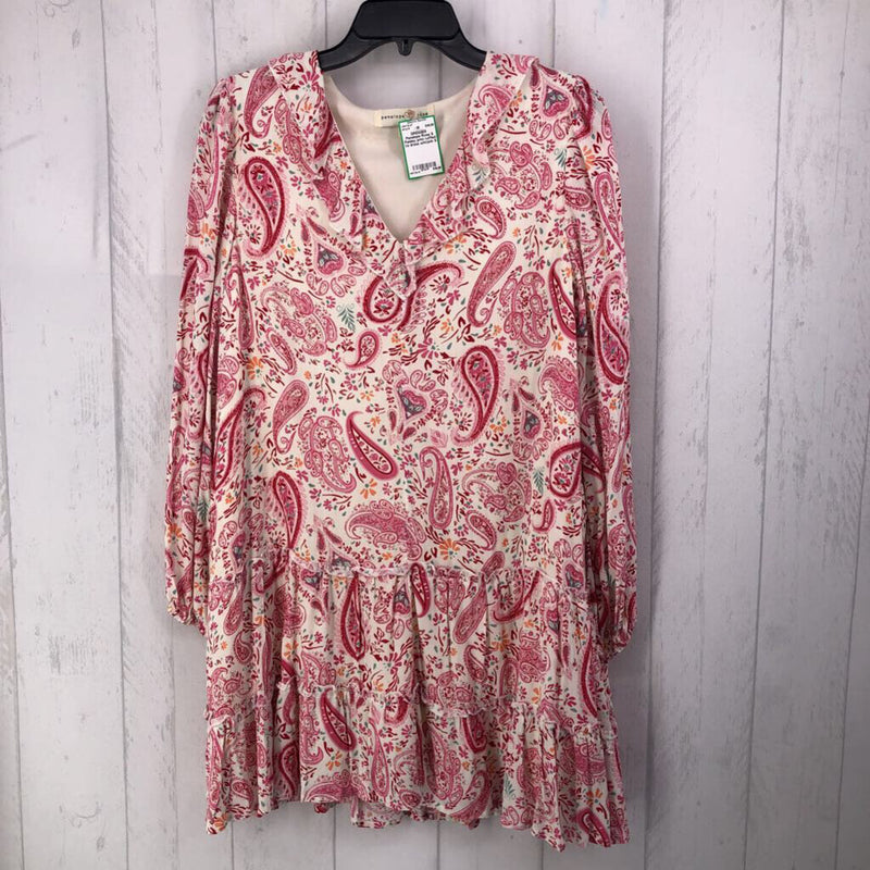 S Paisley print ruffled l/s dress