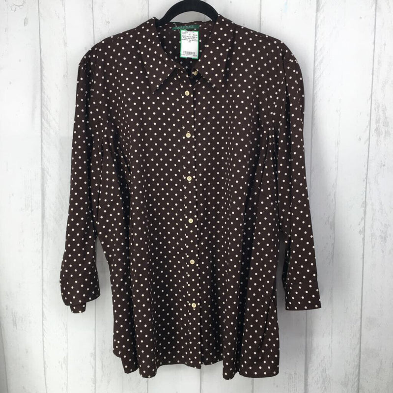 R95 3X Polka dot button down l/s top