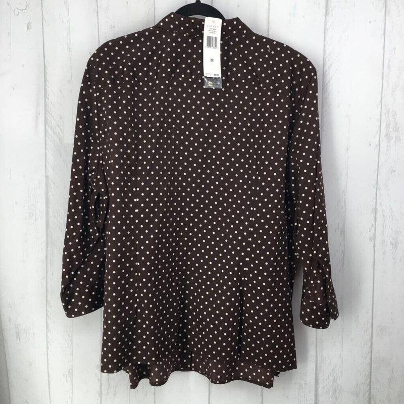 R95 3X Polka dot button down l/s top